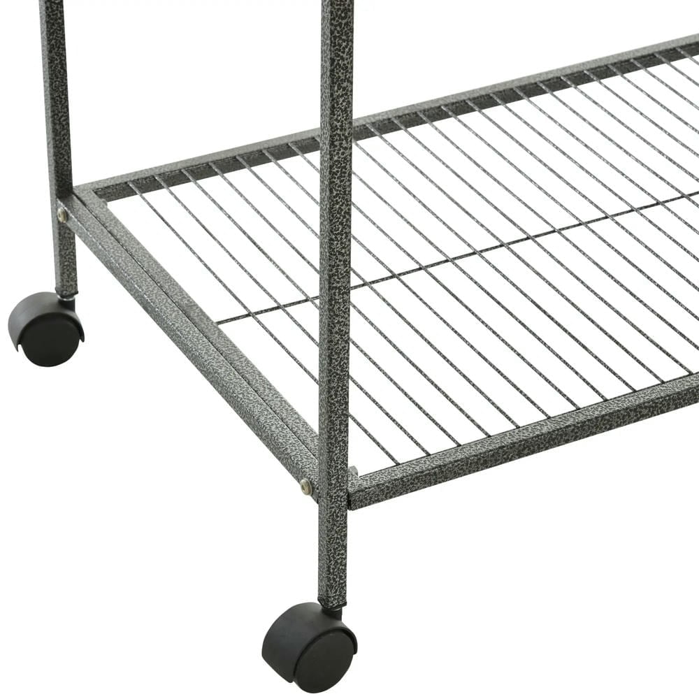 Spaco Rolling 65"L Bird Cage w/ Storage Shelf Wood Perch Food Container, Bird Cage with Large Front Doors, Black