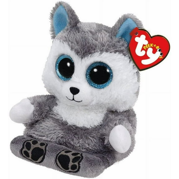 Ty Peek A Boos - SCOUT The Husky Dog Phone Holder Screen Cleaner (6" Plush)(BONUS ONE RANDOM TY ERASER)
