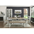 thumbnail image 6 of Modern White & Oak Dining Bench - 60" Wood Bench with Khaki Fabric Seat, Modern Farmhouse Style, for Dining Room, 300lbs Capacity, 6 of 6