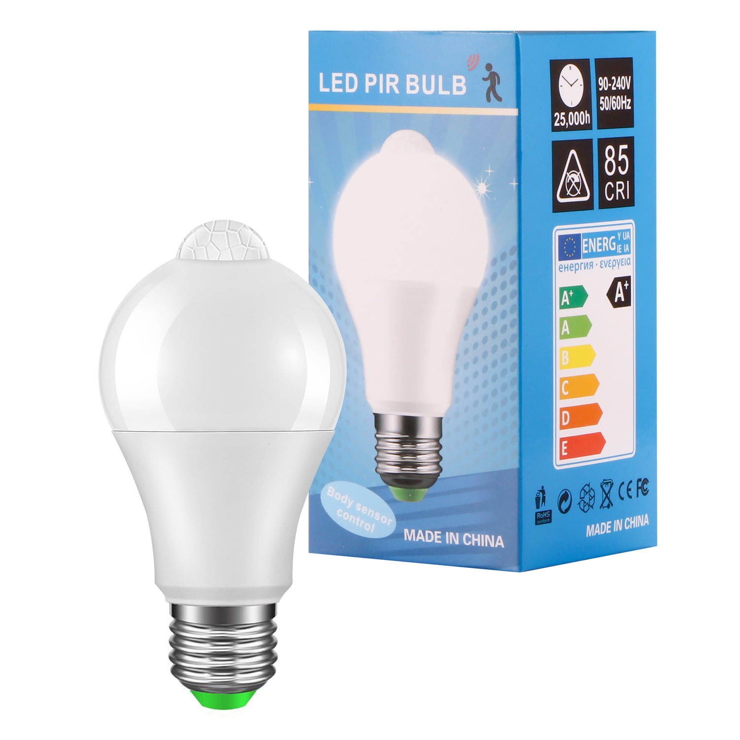 12W E27 LED Bulb Light Sensor PIR Sensor Auto Detection Energy-saving LED Bulb with White Light for Entrance Hallway - Walmart.com