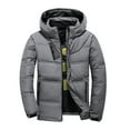 thumbnail image 2 of Herrnalise Men's Puffer Jacket Waterproof Winter Parka Jacket Warm Thicken Ski Coat Solid Casual ThickenHooded Zipper Turndown Multi-pocket Jacket L-4XL Gray, 2 of 3