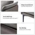 thumbnail image 6 of Modern Loveseat with Metal Legs Curved Arms Linen Leather Fabric Sofa for Living Room Grey, 6 of 8