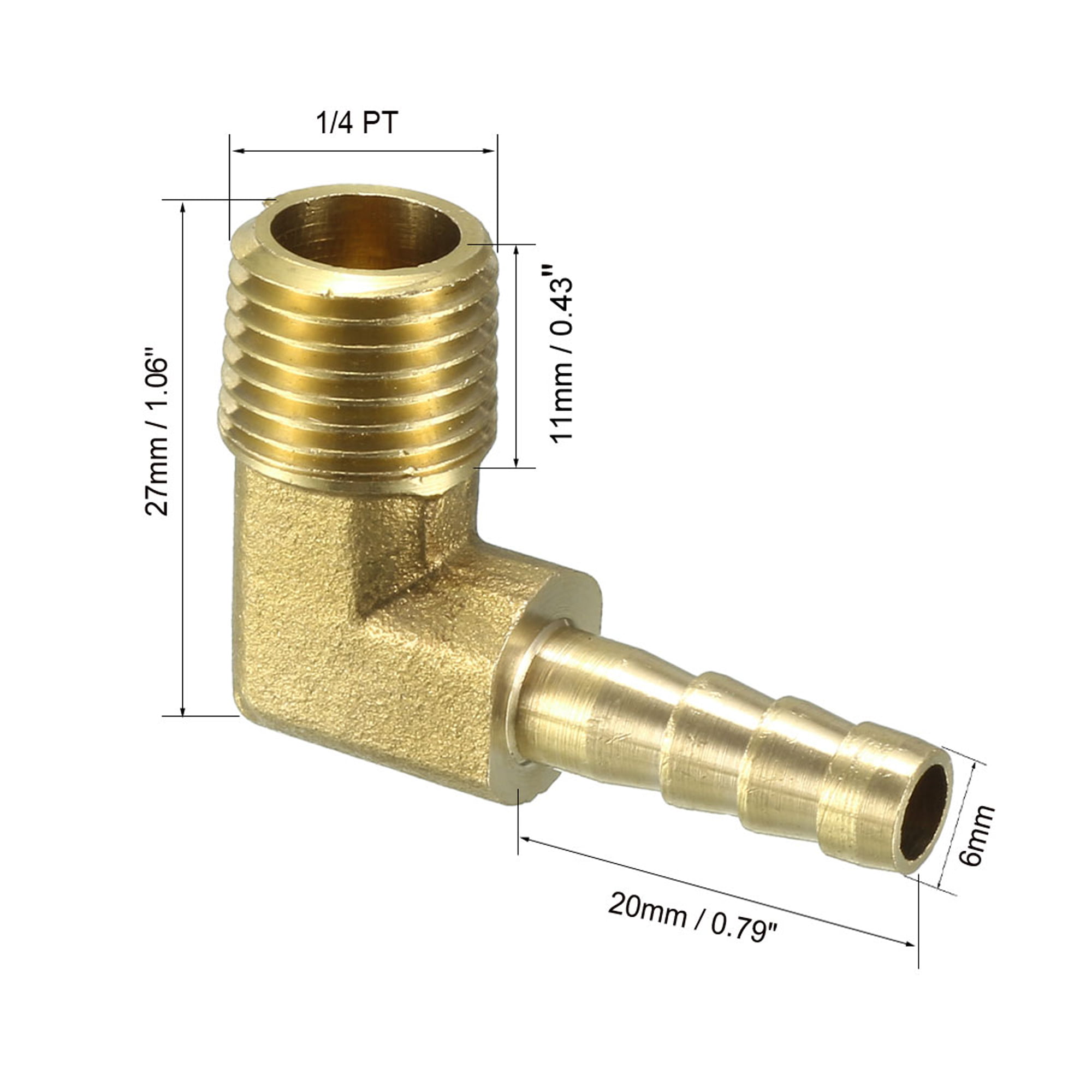 Brass Hose Barb Tee 3/8 Barbed x 3/8 Barbed x 3/8 Barbed T-Fitting Pack of 5, 123-6 