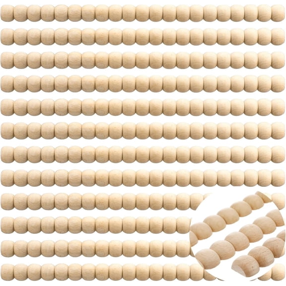 Tutuviw 12 Pcs Half Beads Trim Molding Decorative Beaded Wood Trim,DIY Bead Wood Trim Decorative Wood Molding for for Home Wall Cabinet Shelf Window Door (15.8 x 0.5 x 0.2 in)