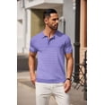 thumbnail image 3 of COOFANDY Mens Knit Polo Shirts Casual Short Sleeve Striped Polo Top Shirts Button Down Business Shirts, 3 of 5