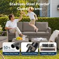 thumbnail image 4 of Unnifurnzi 3 Seater Patio Wicker Sofa-All Weather High Back Outdoor Rattan Couch with Outdoor Ottomans Patio Sofa Set for Porch Garden Backyard Poolside-Gray/Gray, 4 of 7