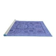 thumbnail image 2 of Ahgly Company Machine Washable Indoor Square Abstract Blue Modern Area Rugs, 3' Square, 2 of 4
