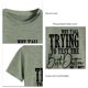 thumbnail image 4 of Camiseta informal holgada para una comodidad transpirable, manga corta, cuello redondo, talla S Top de verano verde oliva, estampado de letras en negro, 4 of 5