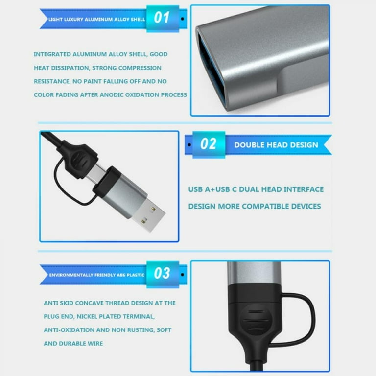 QAJOPFN 4 Ports USB C To USB Hub, Aluminum Type C To USB A 3.0 Adapter, Plug And Play USB Extender For MacBook Pro/Air, Laptop, Keyboard And Mouse