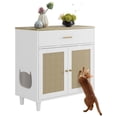 thumbnail image 3 of Qinaqin cm de Alturaidden Profundidad Madera Cat Litter Caja Enclosure Furniture Profundidadog Proof Gabinete con Cajón y Sisal Profundidadoors Blanco para Corner Use, 3 of 7