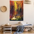 thumbnail image 2 of Fantasy Art House Decor Tapestry, Enchanted World Imaginary Forest with Lights Image Scenery Print, Wall Hanging for Bedroom Living Room Dorm Decor, 40W X 60L Inches, Orange Brown, by Ambesonne, 2 of 5