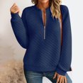 thumbnail image 2 of Duoif Womens Sweatshirt, Women's Casual Hoodie - Solid Color Deep V-Neck with Splicing Sweatshirt for Women Blue S, 2 of 6