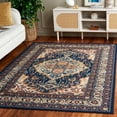 thumbnail image 2 of SAFAVIEH Journey Elfrida Medallion Machine Washable Area Rug, Navy/Ivory, 6'7" x 6'7" Square, 2 of 9