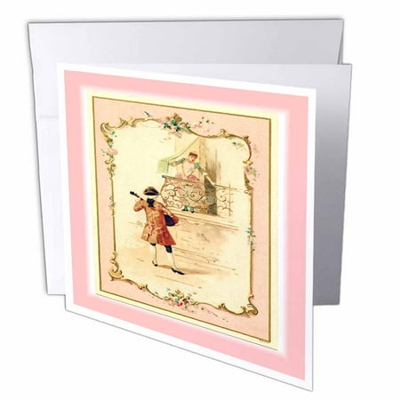 3dRose Vintage Romance Serenade Scene, Greeting Cards, 6 x 6 inches, set of 6