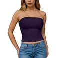 thumbnail image 2 of idosla Womens Tube Top Summer Going Out Tops Strapless Y2K Bandeau Spring Fitted Shirts Beach Vacation Clothes (Purple, M), 2 of 6