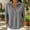 Gray, variant on Women's Waffle Henley Top Collared Button Placket Long Sleeve Relaxed Loose Fit Curved Hem Casual Everyday Wear