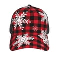 thumbnail image 3 of Lsque Snowflakes On A Buffalo Plaid Printed Trucker Hat - Baseball Cap for Men Women - Breathable Mesh Side, Adjustable Fit - for Casual Wear, 3 of 7