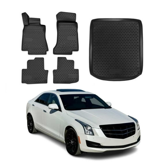 Custom Floor Mats & Cargo Liners for Cadillac ATS 2013-2019 Black 5 Pcs