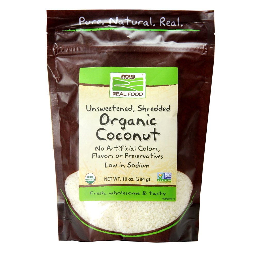 NOW Foods NOW Real Food Unsweetened, Shredded Organic Coconut 10 oz