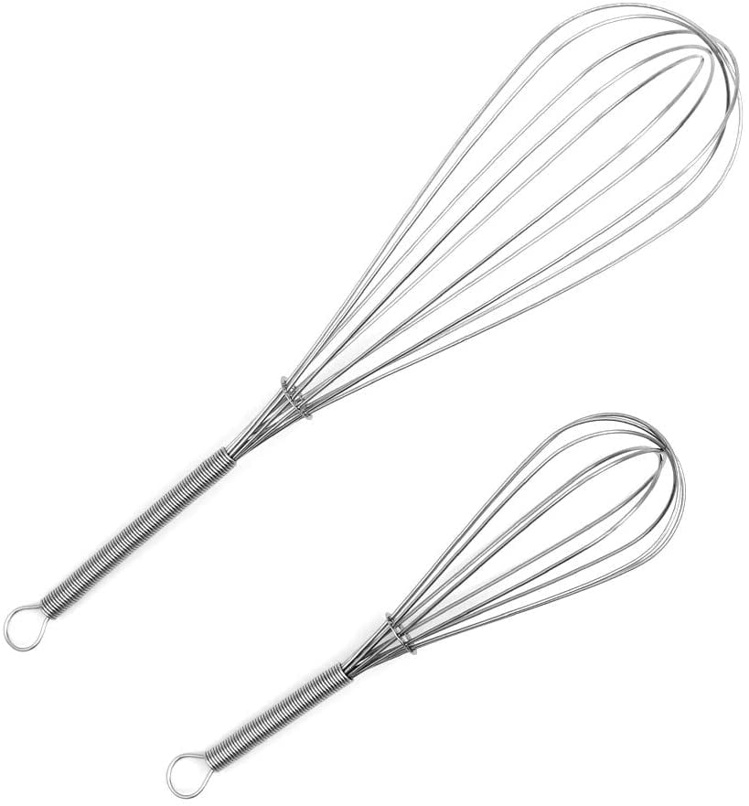 Whisks for Cooking Set of 2, Stainless Steel Wisker for Baking