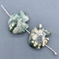 thumbnail image 3 of Hand Carved Ocean Jasper Fish 2 Beads | 24x20x5mm-17x18x7mm | Green and Grey | 2 Beads, 3 of 11