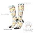 thumbnail image 4 of Xecao Colorful Squirrel print thigh-high socks, crafted for both men and women with a stretchy, high-opaque design perfect for daily wear, 4 of 6