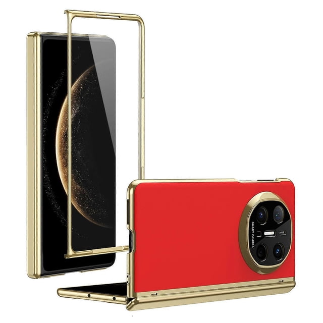 For Huawei Mate X6 Case AG Matte Hard PC Folding Phone Cover with Tempered Glass Front Film - Black