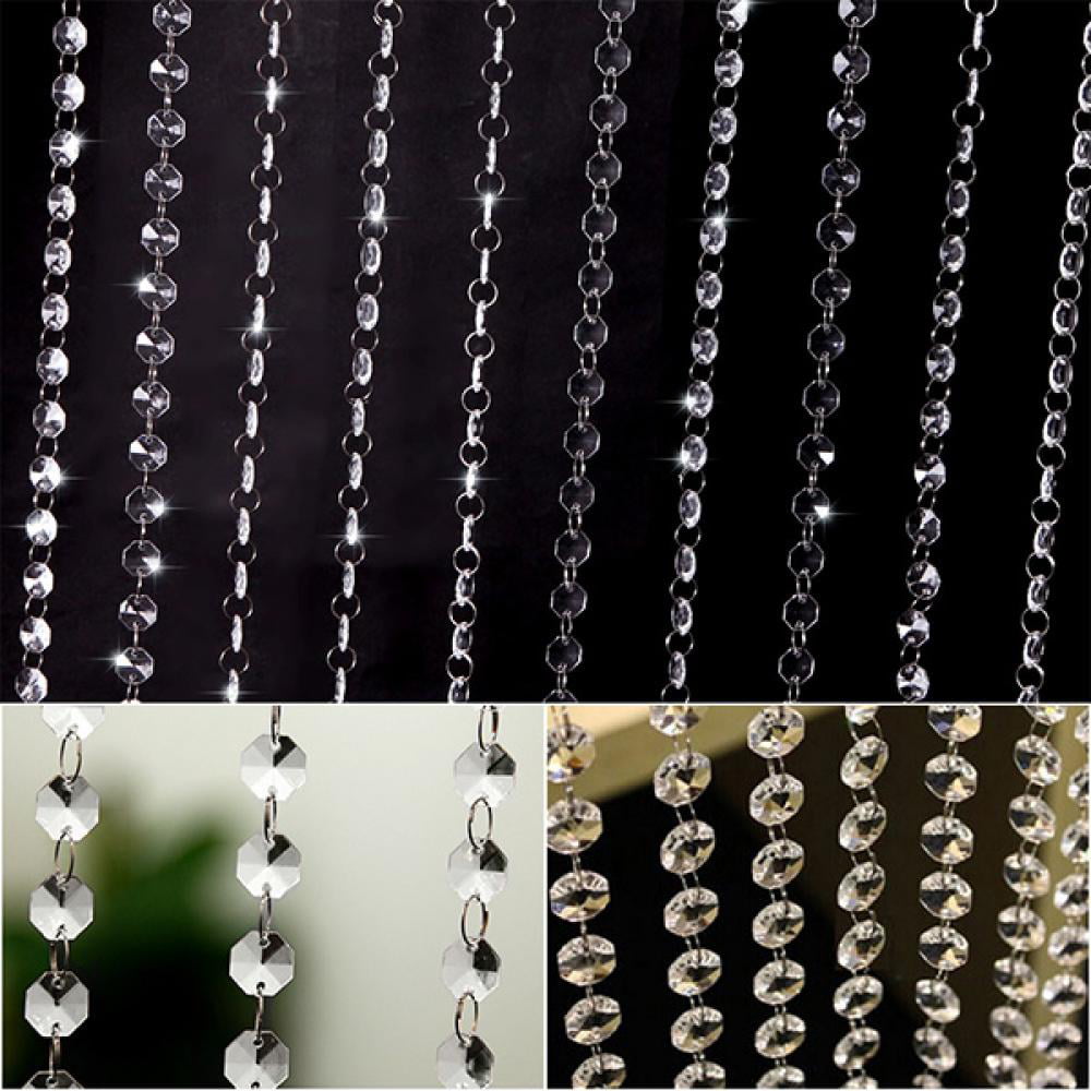 33ft/10M DIY Curtain Diamond Acrylic Crystal Beads Strand Garland Wedding Decor 