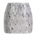 thumbnail image 3 of UJNDER Carnival Sparkling Pearls Girl Skirt Short Banquet Hip Comfortable Mini Skirt Silver L, 3 of 5