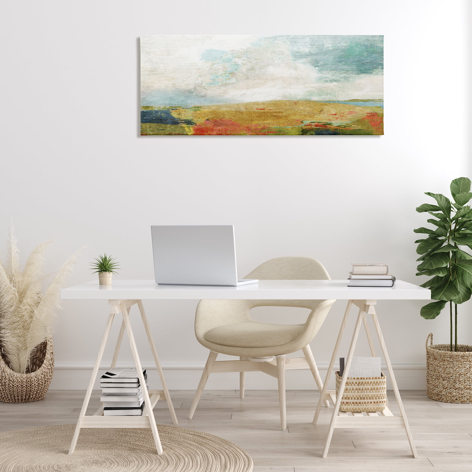 Stupell Industries Rural Country Hills Impression Abstract Painting Gallery Wrapped Canvas Art Print Wall Art, 48 x 20