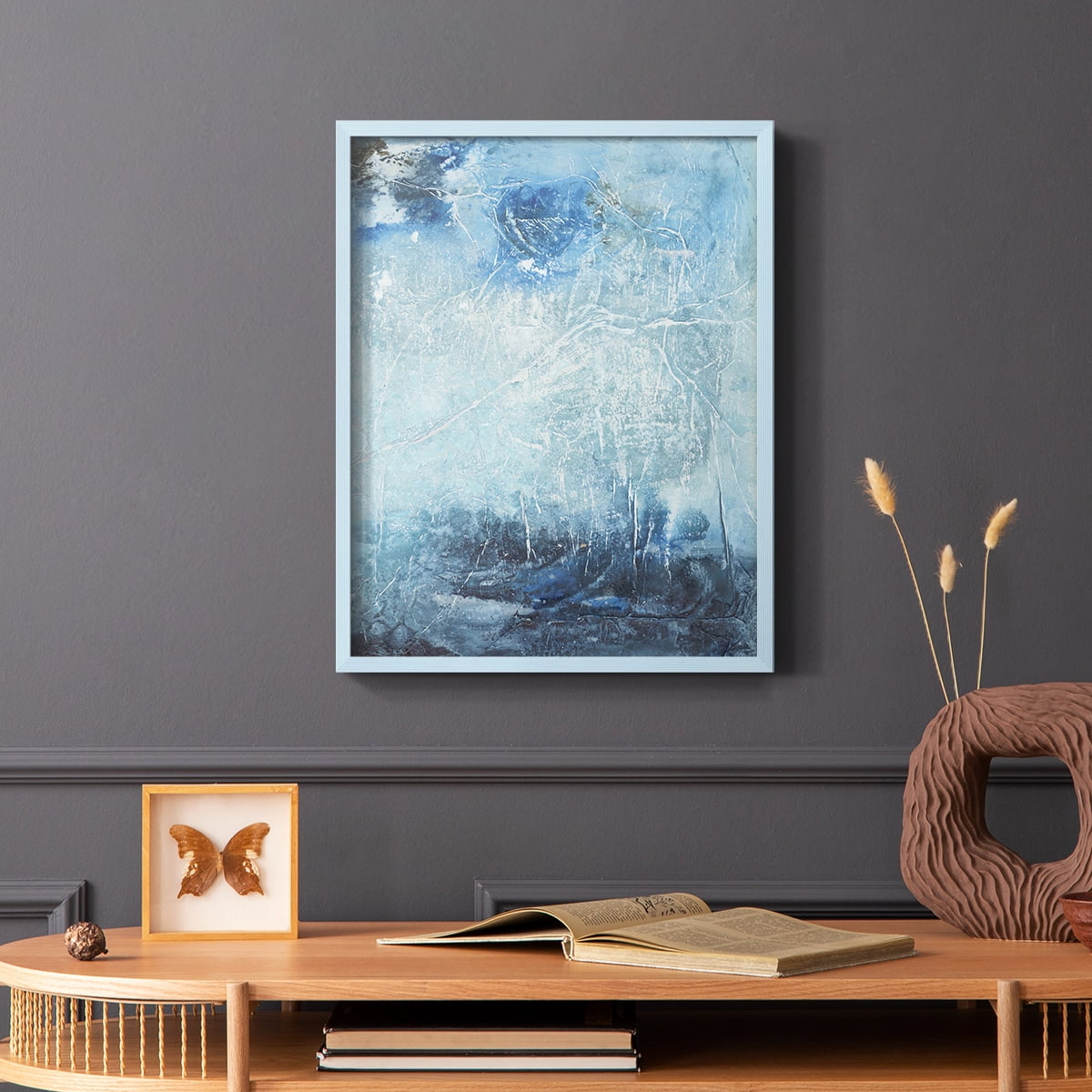 Coastal Seas IV Framed Print in Blue Solid Wood Framed Print No Nail Hanging
