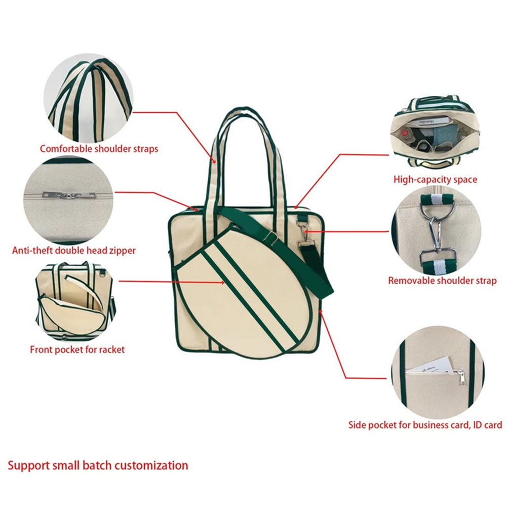 Neoprene Tennis Tote Bag Large Women Large Sports Handbag Tennis Racket Shoulder Bag Tennis Tote Bag for 2 Rackets