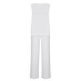 thumbnail image 4 of Yuzhih Cotton Linen Set for Women Sleeveless Crewneck Tamk Top and Wide Leg Pants 2 Piece Outfits Plus Size Lounge Set, 4 of 6