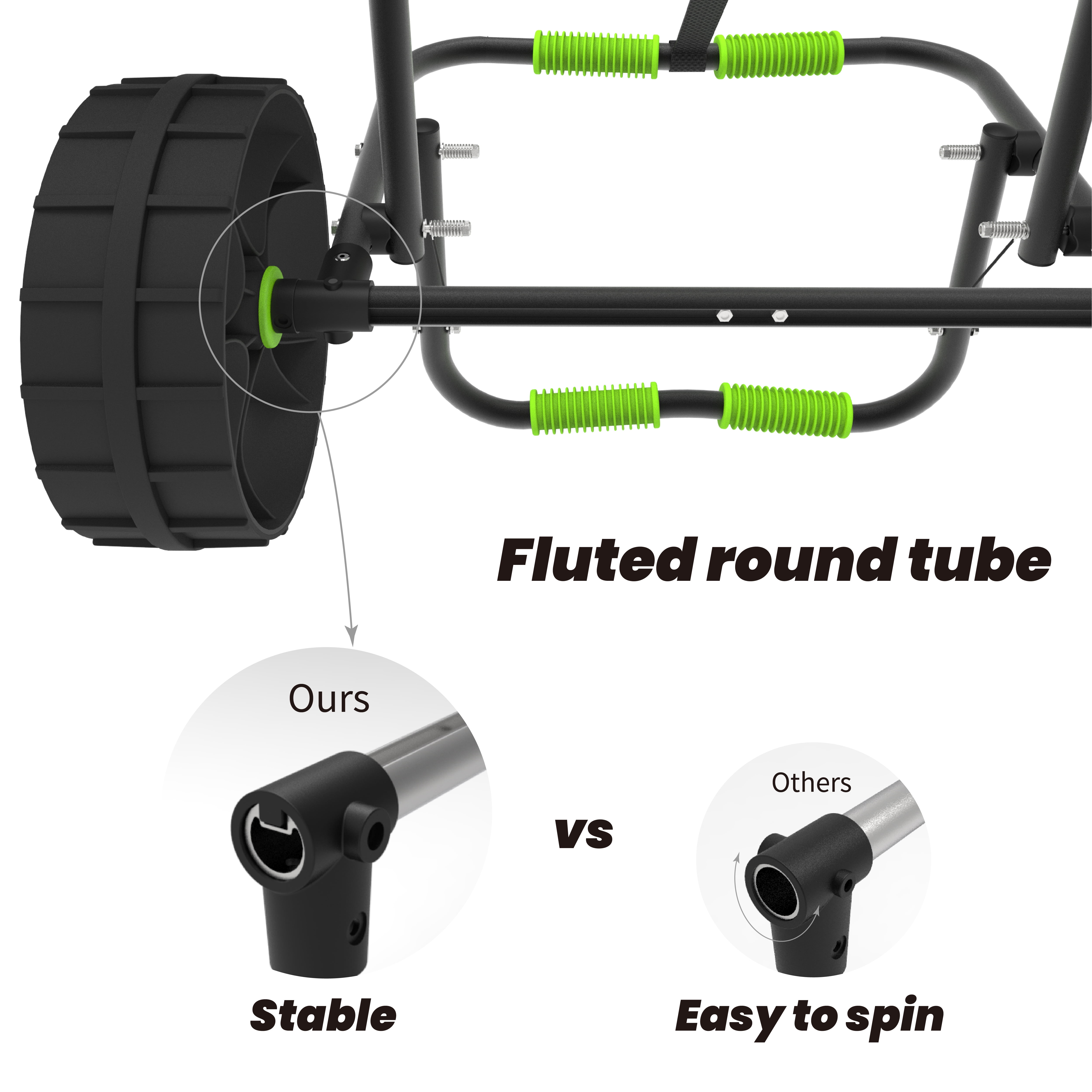 FDB 200LBS Universal Folding Bend Kayak Canoe Boat Carrier Dolly Trailer Tote Trolley Transport Cart Wheel for Carrying Kayaks, Canoes, Paddleboards, Float Mats, Boats Green