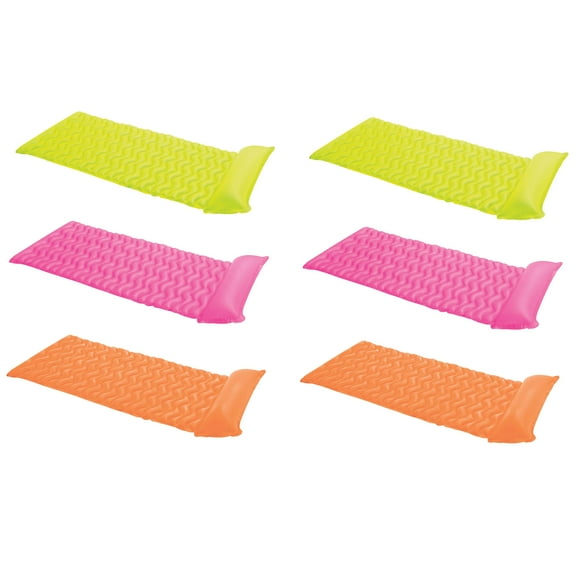 Intex Tote 'N Float Wave Mat Floating Pool Lounger with Headrest (6 Pack)