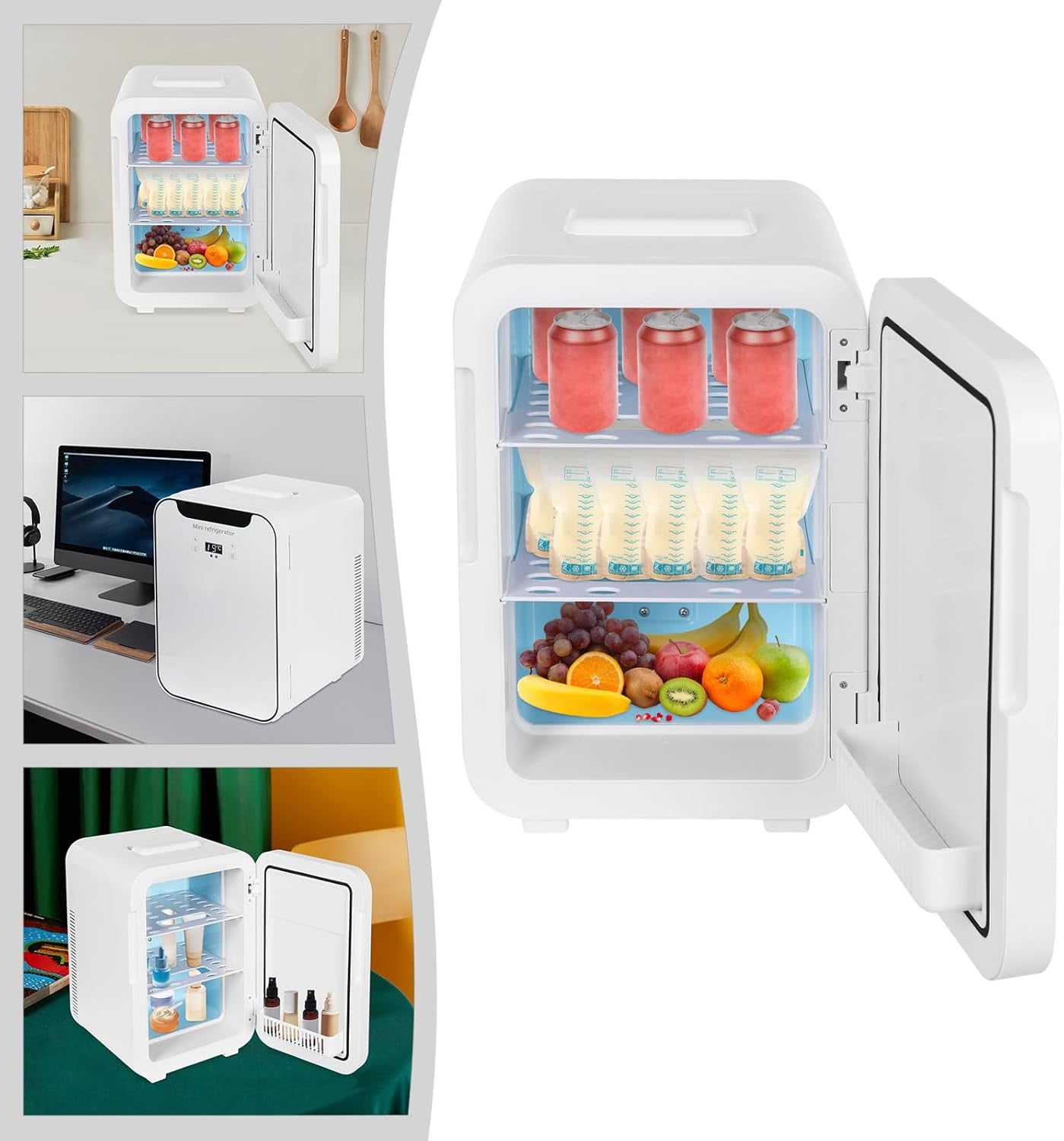 20L Mini Fridge, Portable Mini Fridge w/LED Temperature Control, 110V AC and 12V DC, Cooler & Warmer Multifunctional Fridge for Apartment, Office, Car