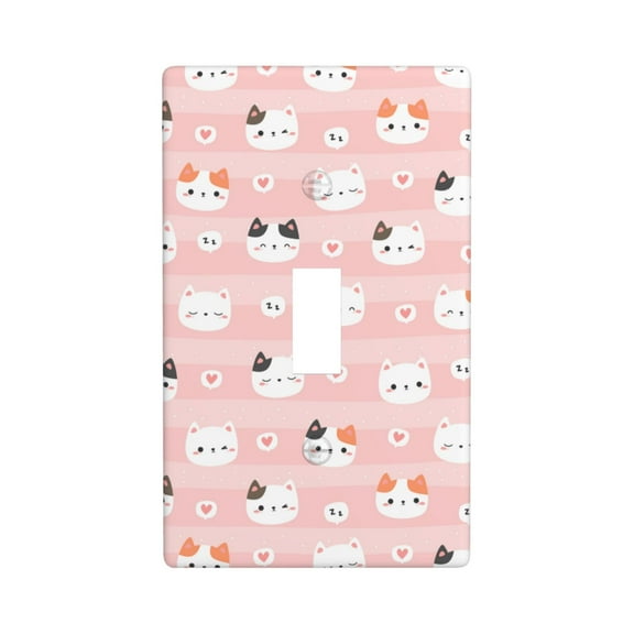 TEQUAN Toggle Light Switch Wall Plate, Cute Cats Hearts Pink Decorate Wallplate Covers, 1-Gang