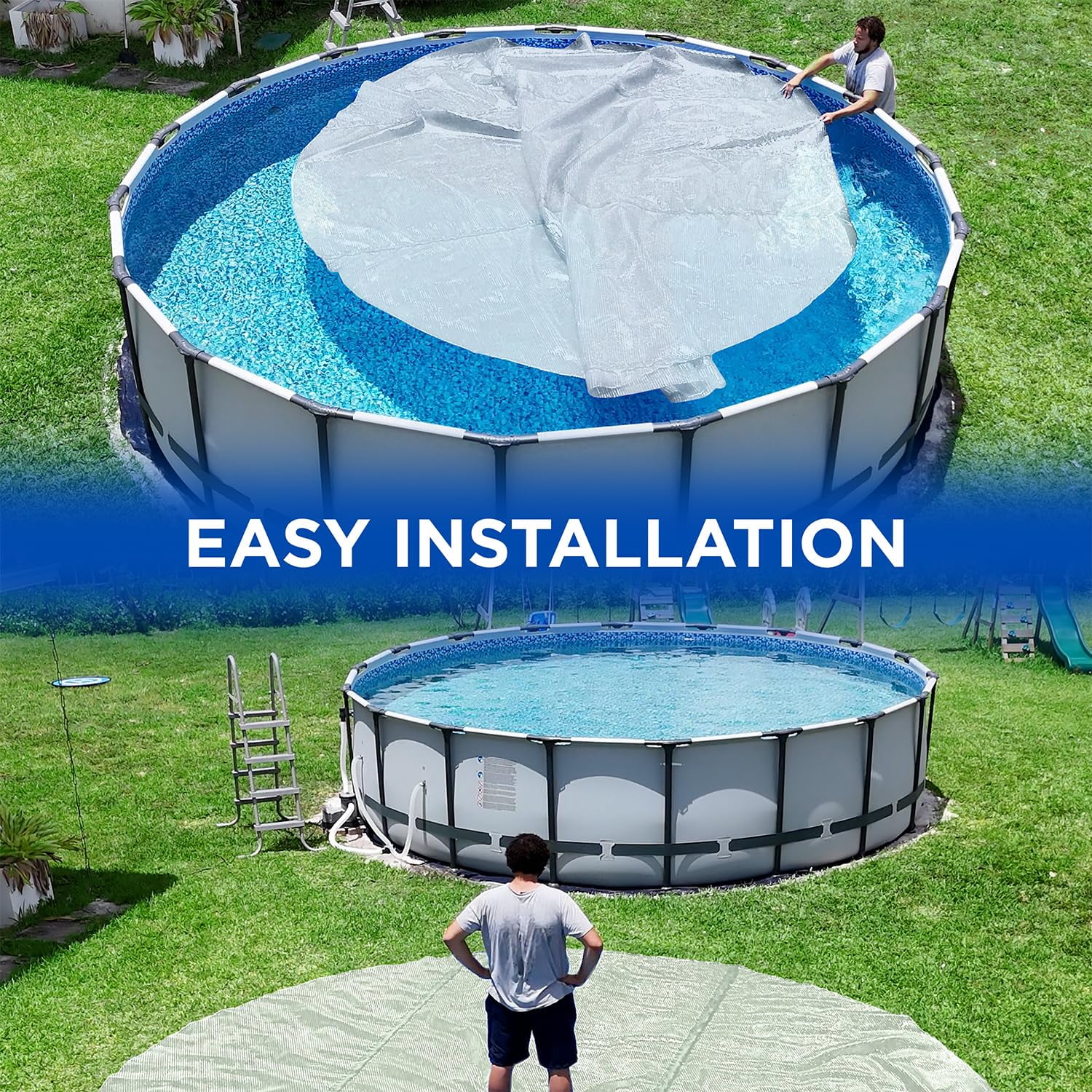 Shop Square 24' Round Solar Pool Cover, 12 Mil, for Inground and Above Ground Pools, Clear