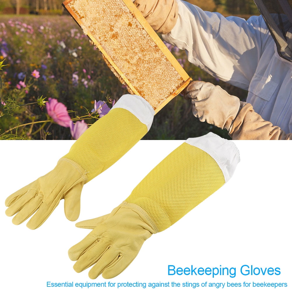 WALFRONT Beekeeping Protective Gloves with Long Mesh Sleeve Beginners