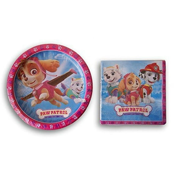 Paw Patrol Disposable Party Supply Sets with Plates Napkins, Multicolor
