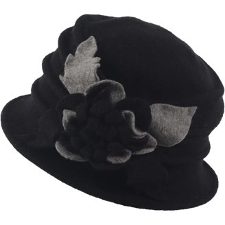 Women Beret Hat Cloche Bucket Hat Vintage Floral Wool  display picture 2