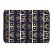 SIDONKU Modern Abstract Geometric Antique Gold 3D Vintage Greek Key Squares Circles Rhombus Ornaments Doormat Floor Rug Bath Mat 23.6x15.7 inch