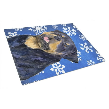 

Carolines Treasures SS4662LCB Rottweiler Winter Snowflakes Holiday Glass Cutting Board Large 12H x 16W multicolor