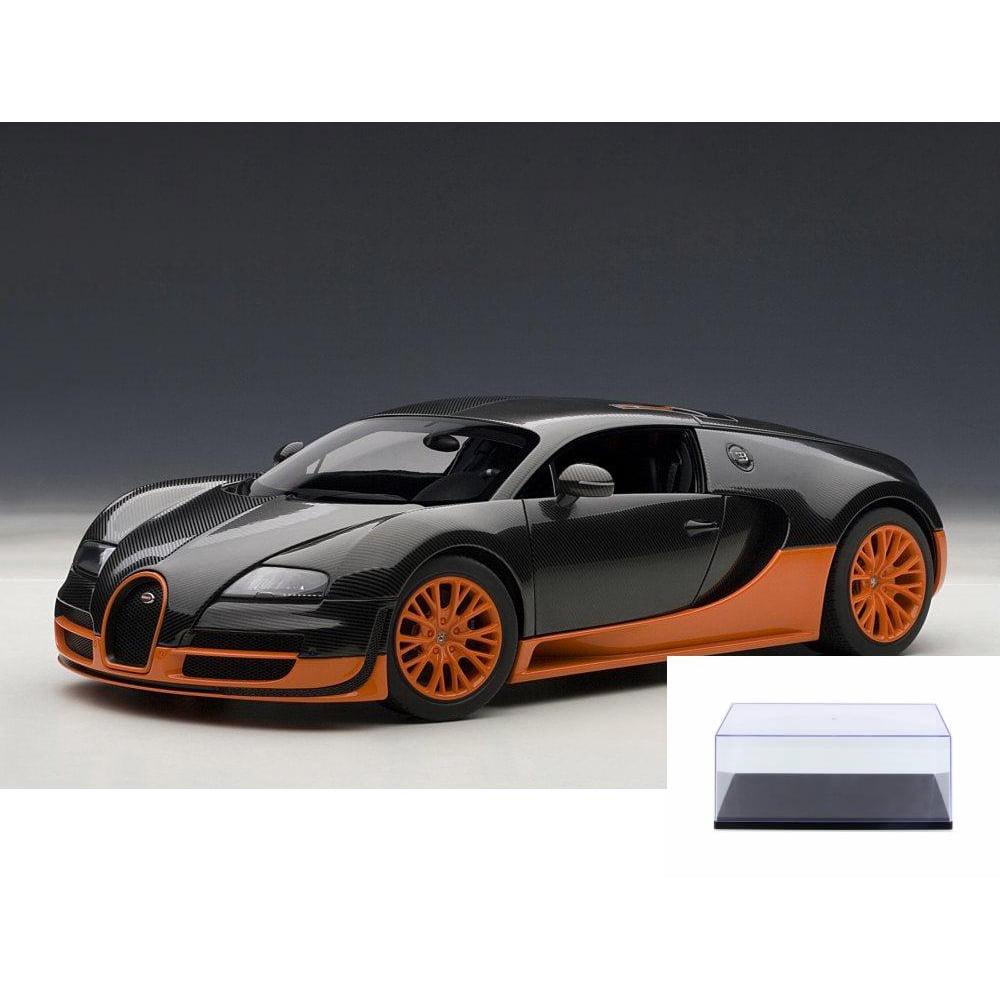 Diecast Car & Display Case Package - Bugatti Veyron Super Sport, Carbon