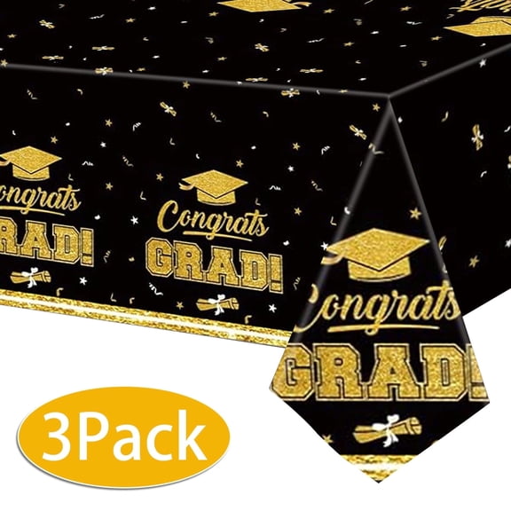 Graduation Tablecloth Party Decorations for Class of 2025 Congrats Grad Disposable Table Covers Graduation Accessories for Graduation Party Supplies 3 Pack Design1