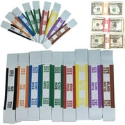 Money Bands Currency Sleeves Straps  Made in USA (Pack of 330) Self-Adhesive Assorted Money Wrappers for Bills Color Coded Wraps Meets ABA Standards, 7.5 x 1.25 in  Counter Recyclable Kraft Paper