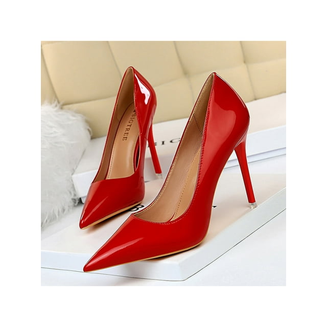 Woobling Escarpins Confort pour Femmes Marche Légers Stilettos Élégants Talons Hauts Rouges 10,5 cm 7,5