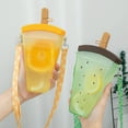 thumbnail image 6 of AYYUFE 320ml Large Capacity Orange Water Bottle Hanging Band Fruit Design Watermelon Plastic Strap Straw Water Cup for Summer, 6 of 7