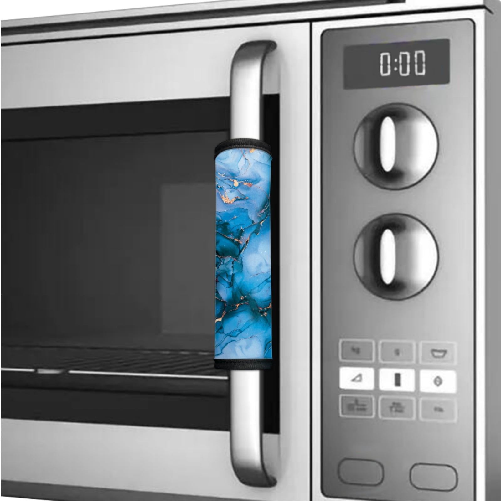 SEANATIVE 6 PCS Fridge Microwave Door Handle Covers Kitchen Electrical Appliance Decor Handles Washable Refrigerator Kitchen Cabinet Dishwasher Door Cloth Protector, Blue Gold Marble