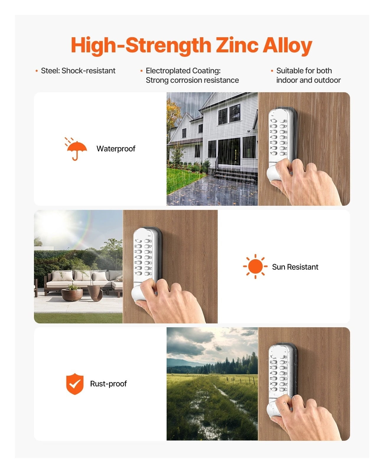 Keyless Entry Door Lock Mechanical Door Lock Mechanical Keypad Door Knob Single-Side Keyless Lock ,Keyless Entry Deadbolt